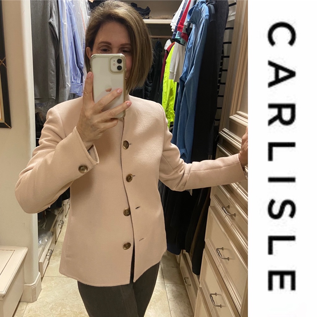 Carlisle Pale Pink Wool Blend Button Front Blazer